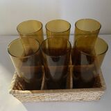 Vintage Amber Blown Glass Orangeade Set