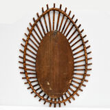 Mirror frame sun in oval rattan vintage drop shape 44x62cm