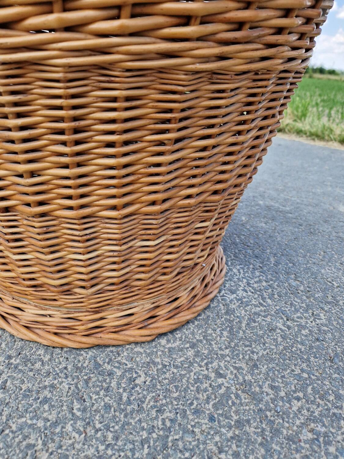 Vintage rattan laundry basket