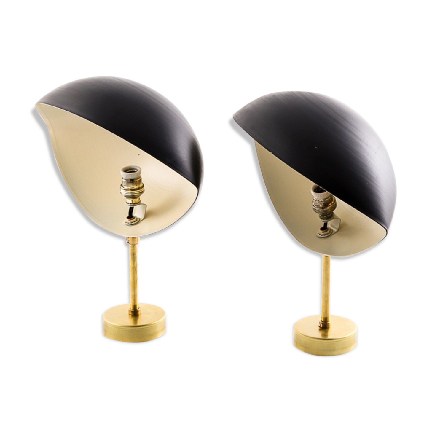 1960's black shell wall sconces