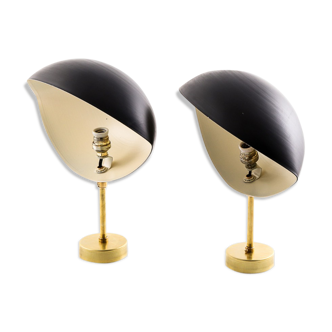 1960's black shell wall sconces