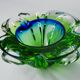 Sommerso green and blue pocket emptier by Flavio Poli for Seguso, Murano glass, Italy, 1970