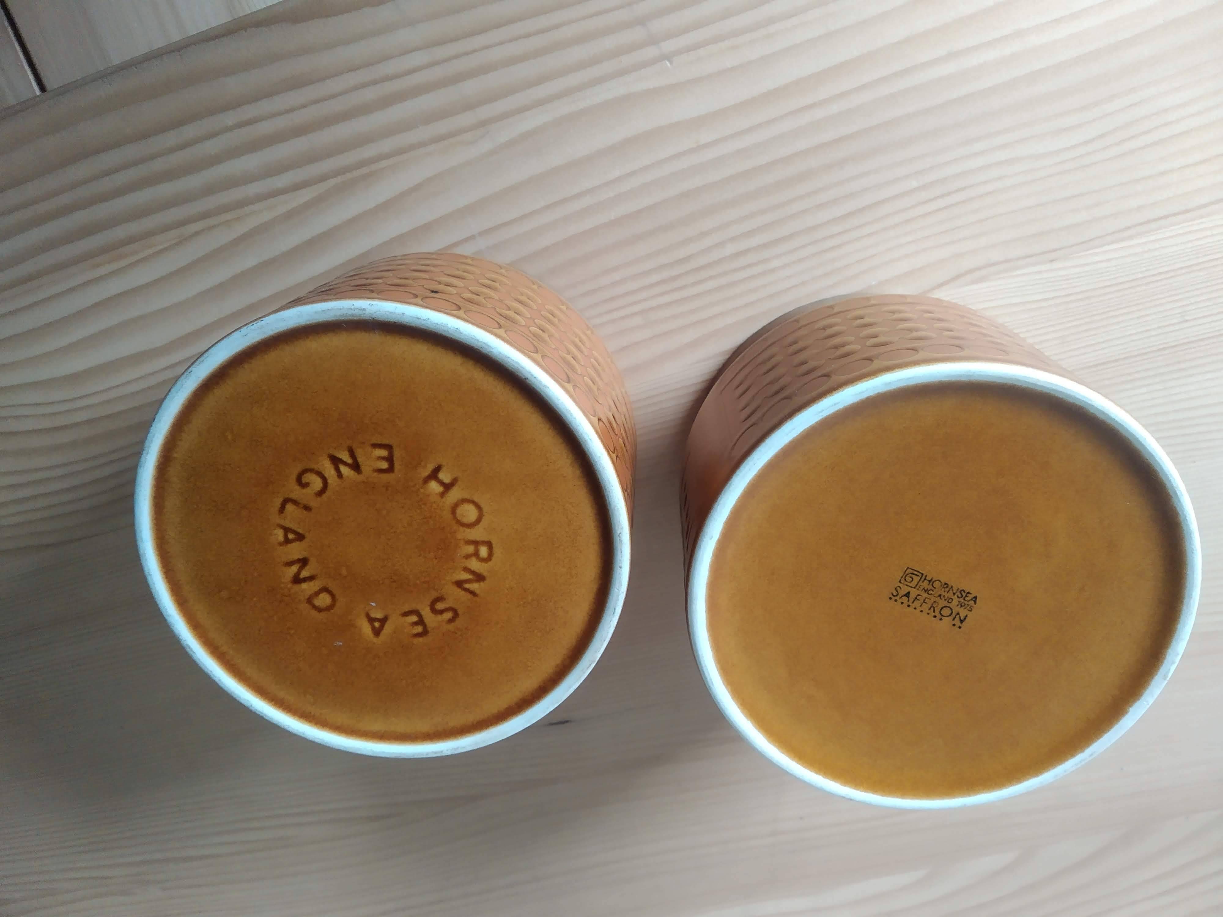 Set of 2 vintage Hornsea Saffron round ceramic tins