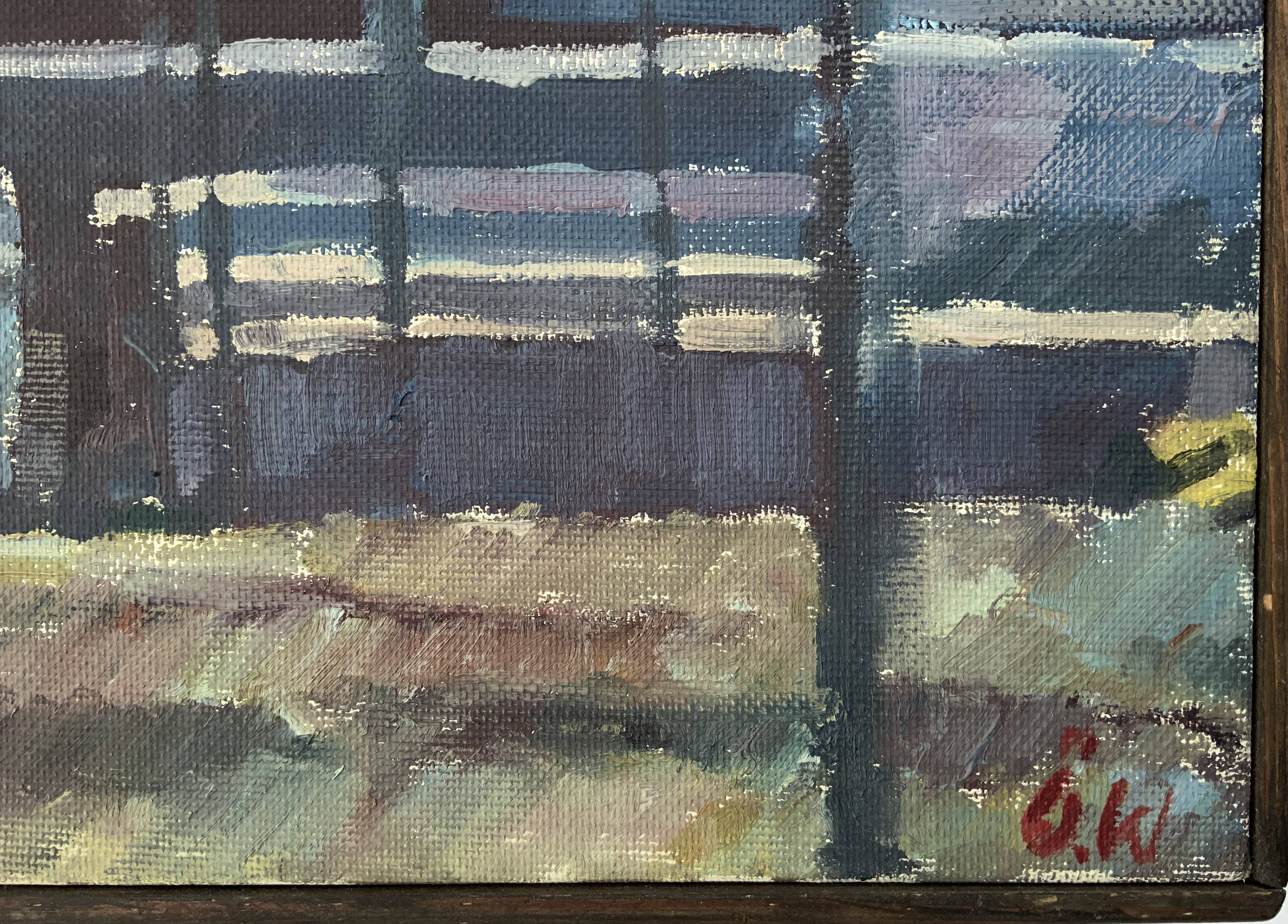 Vintage Oil Painting Industrial Landscape signed ÖRJAN WALLERT (1949)