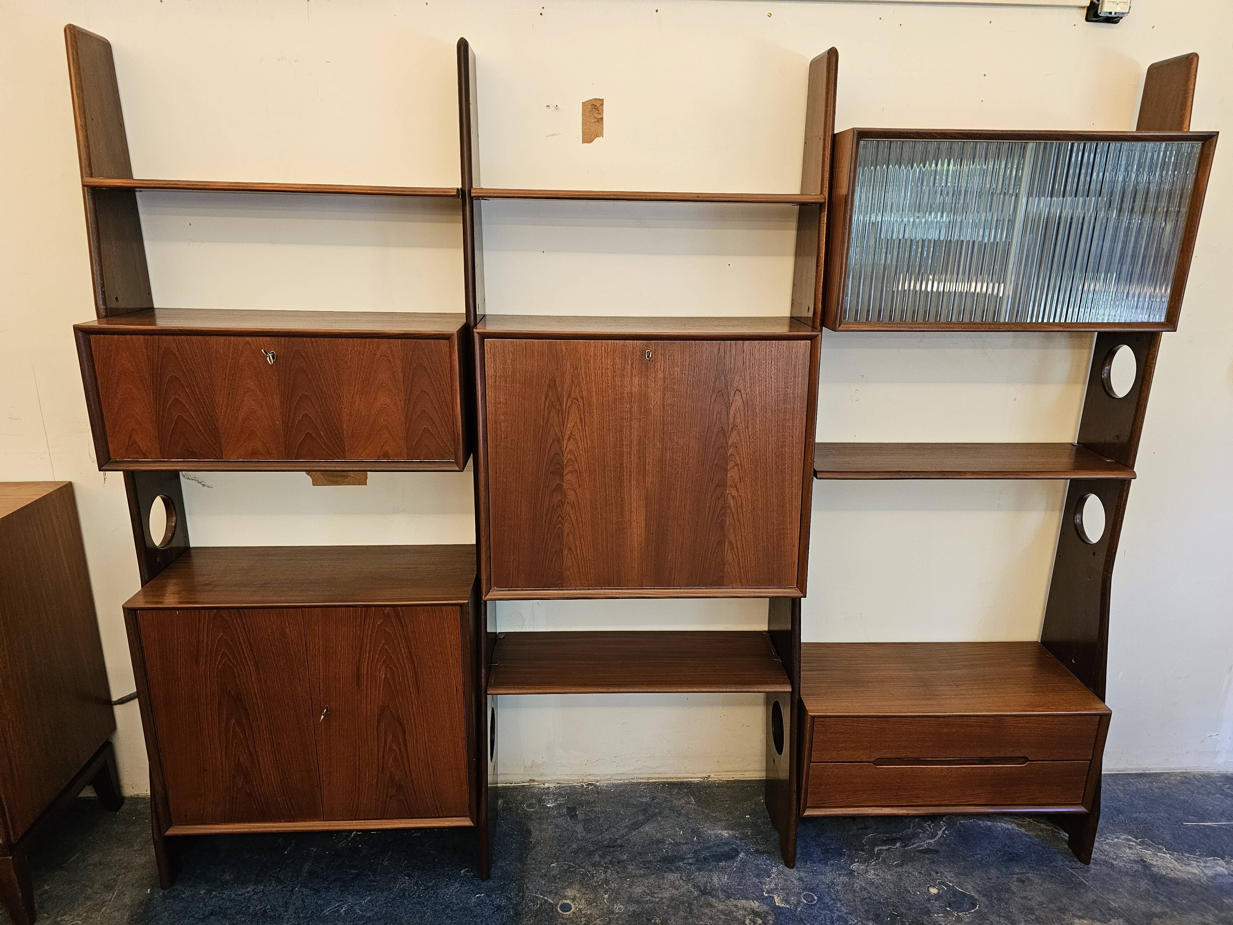 Wall unit wall cabinet teak vintage Dutch Design