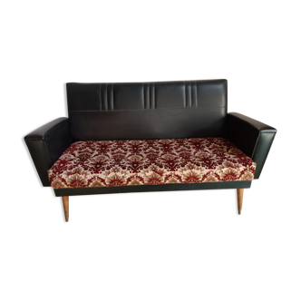 Sofa in skaï and fabrics 50/60s