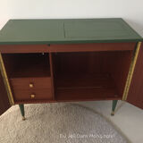 Vintage Scandinavian buffet with wooden compass feet and brass