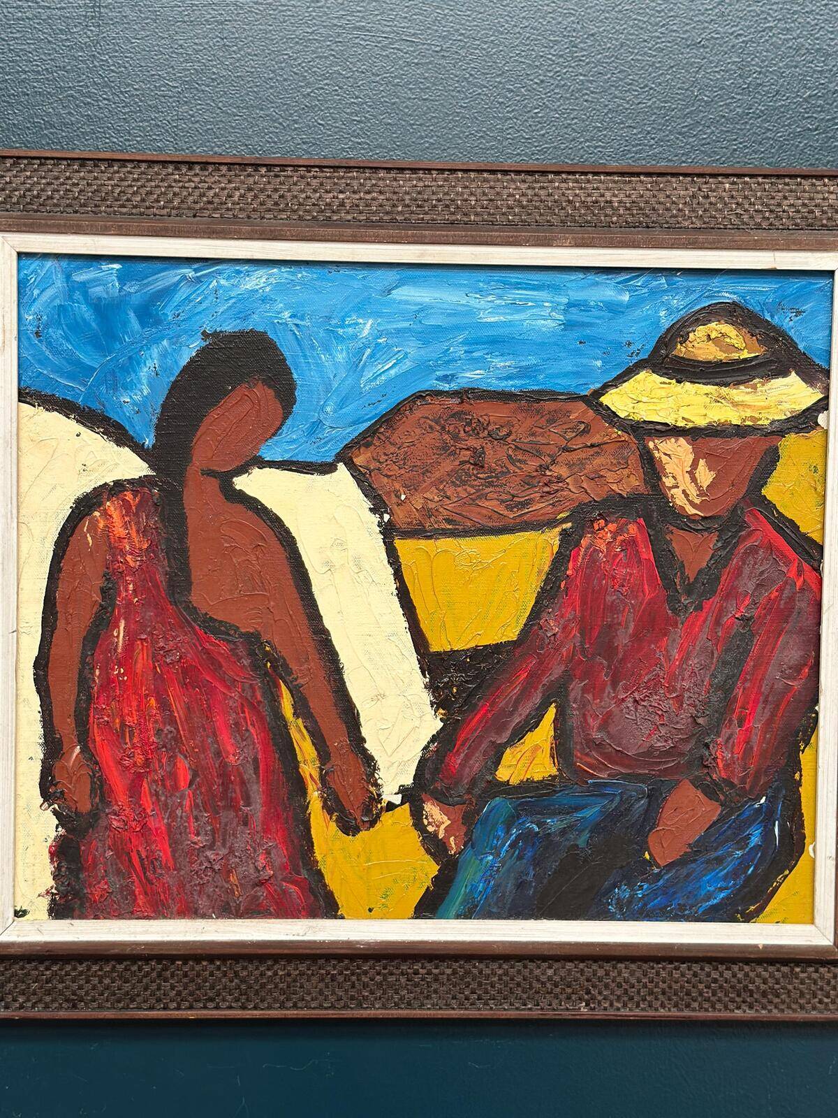 Original Swedish Oil on Canvas – “The Exchange” by Rollo – Signed – Vintage