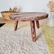 Petite table basse ronde tripode ancienne