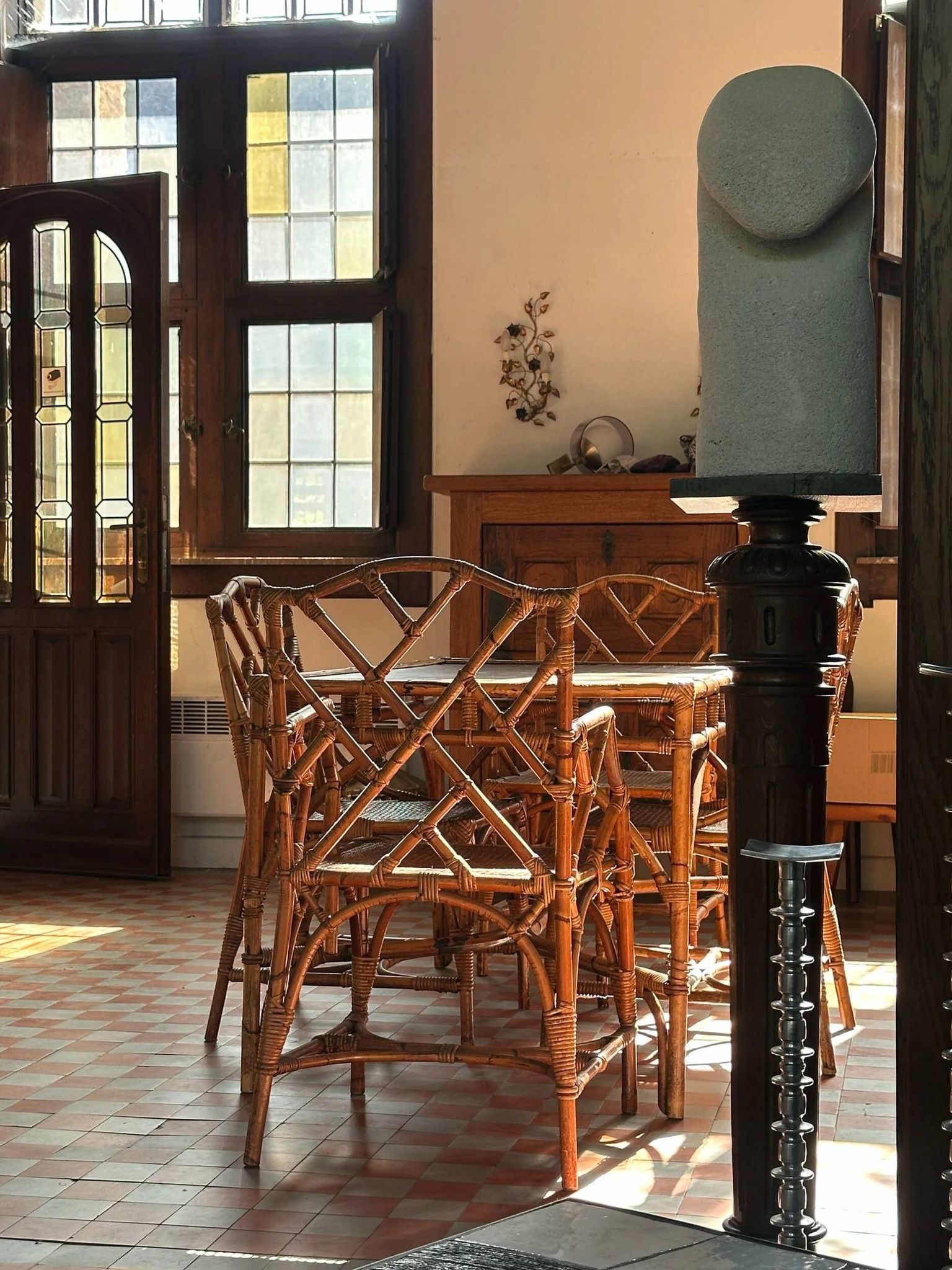 Vintage bamboo dining set in Chippendale style, Italy, year