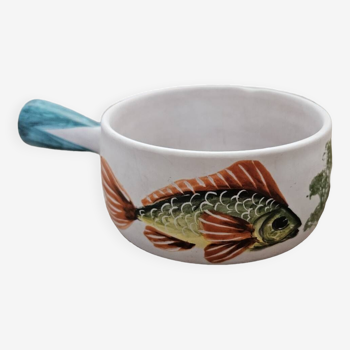 Ceramic fondue pot fish and shellfish vallauris