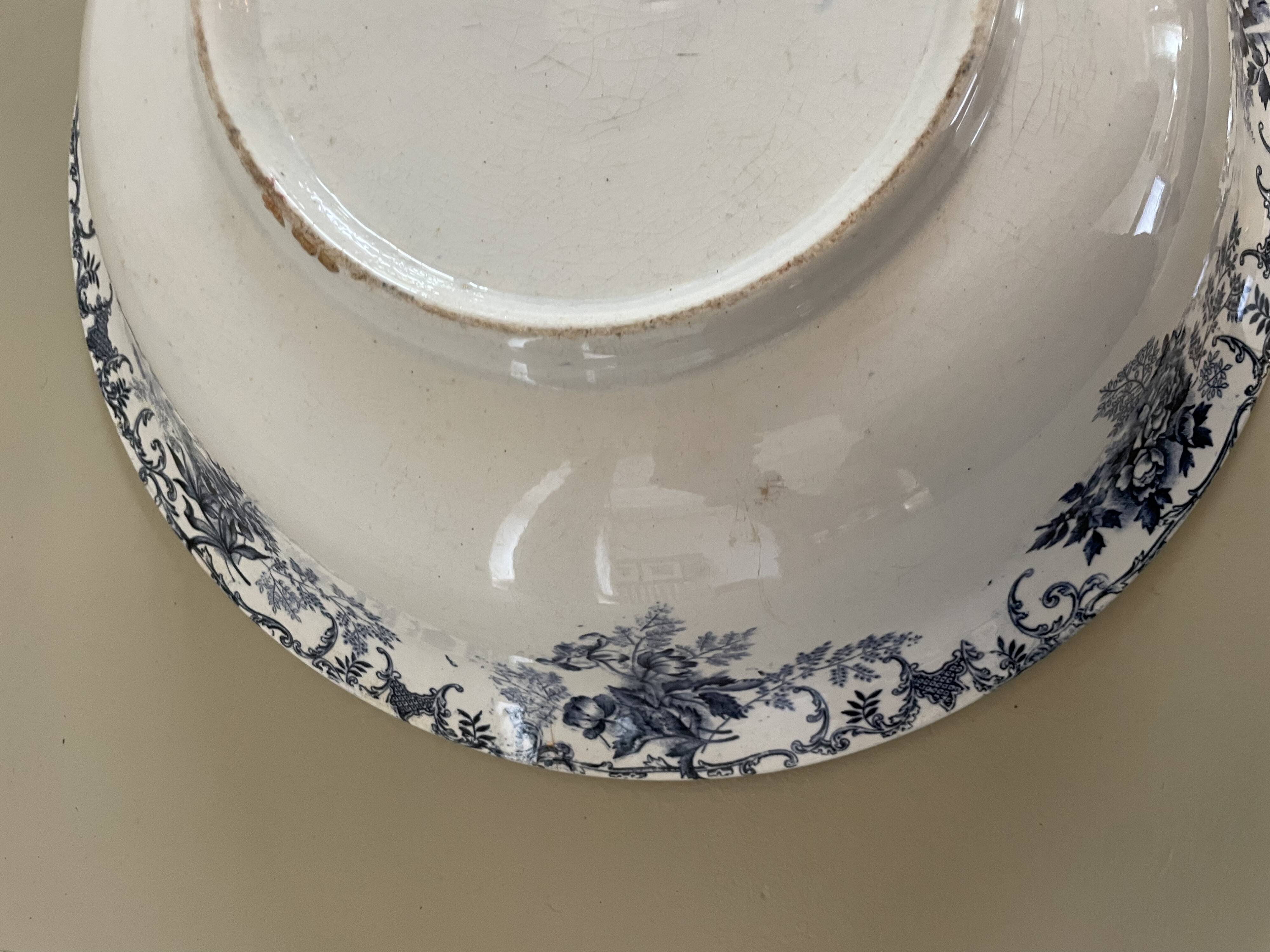 Boulenger blue ironstone salad bowl with Floréal pattern