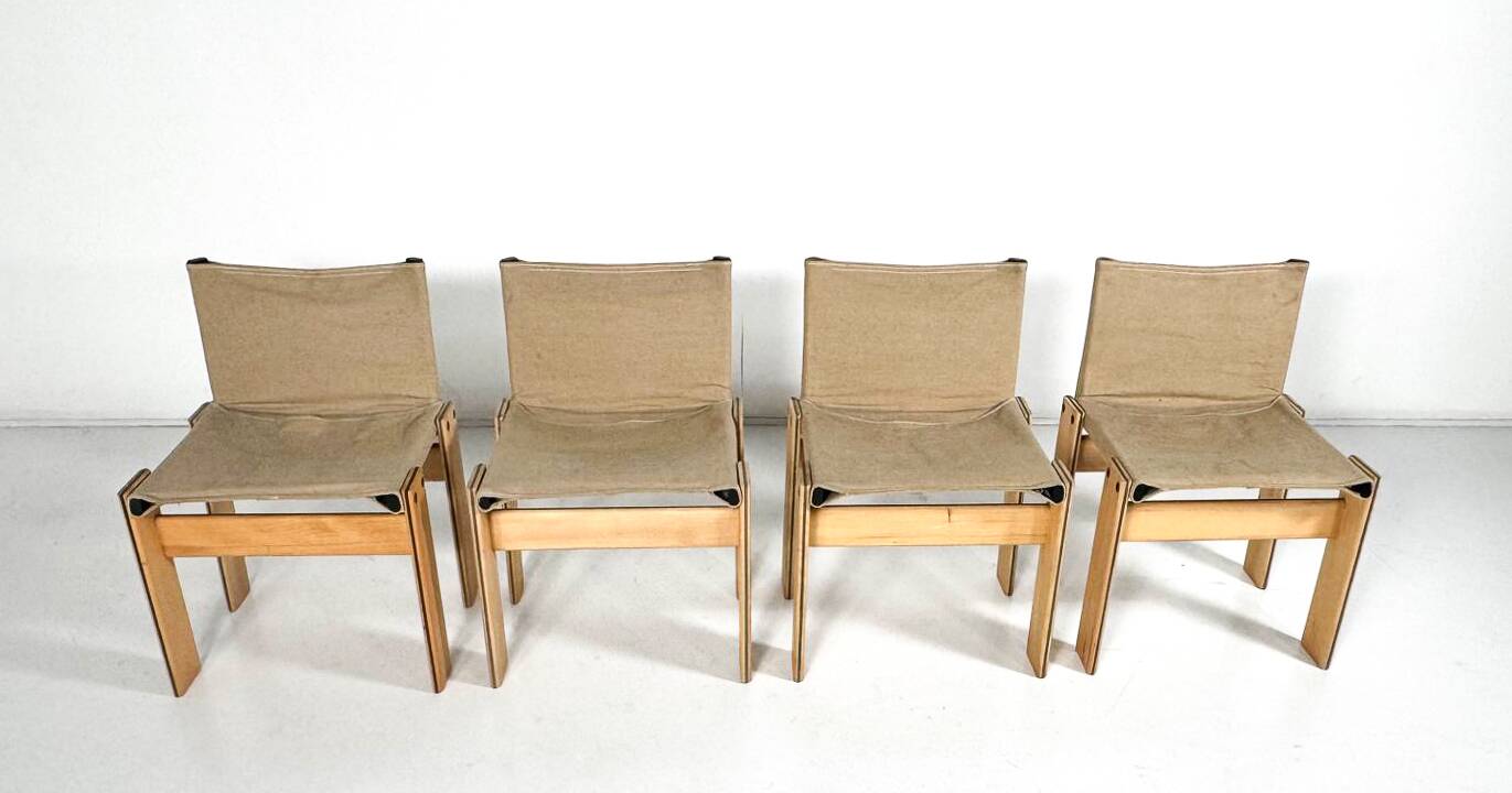 Set of 4 Monk Dining Chairs by Afra & Tobia Scarpa for Molteni, 1970