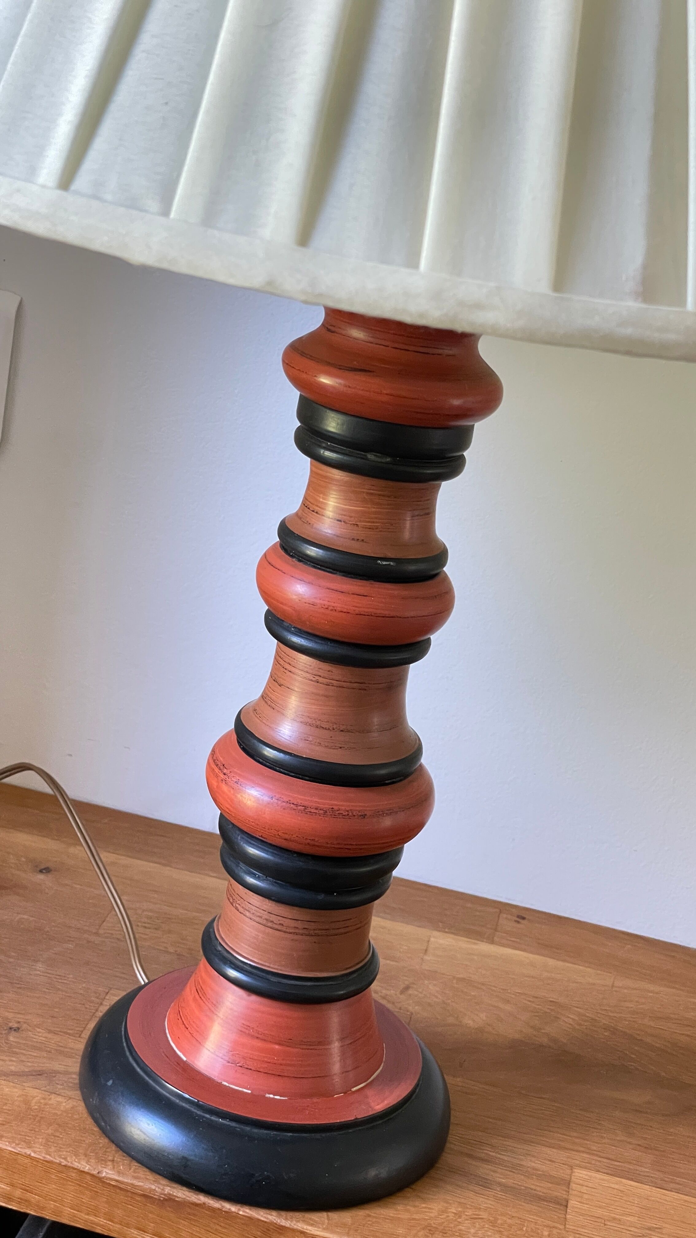Vintage Italian turned wood lamp
