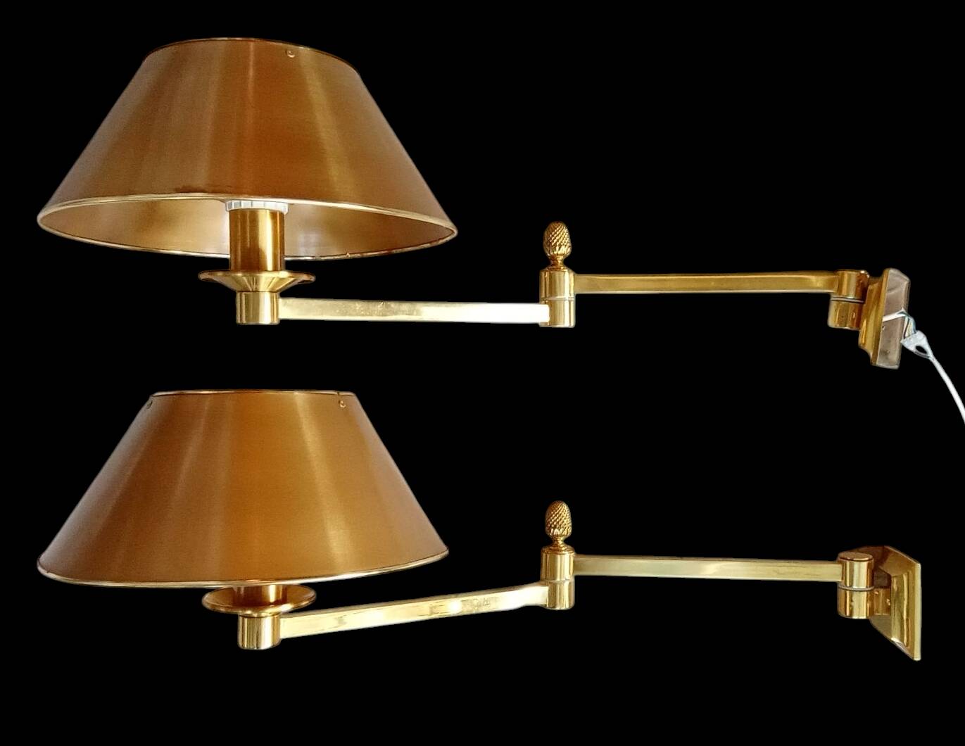 Pair of Empire pine cone gilded metal articulated wall lights
