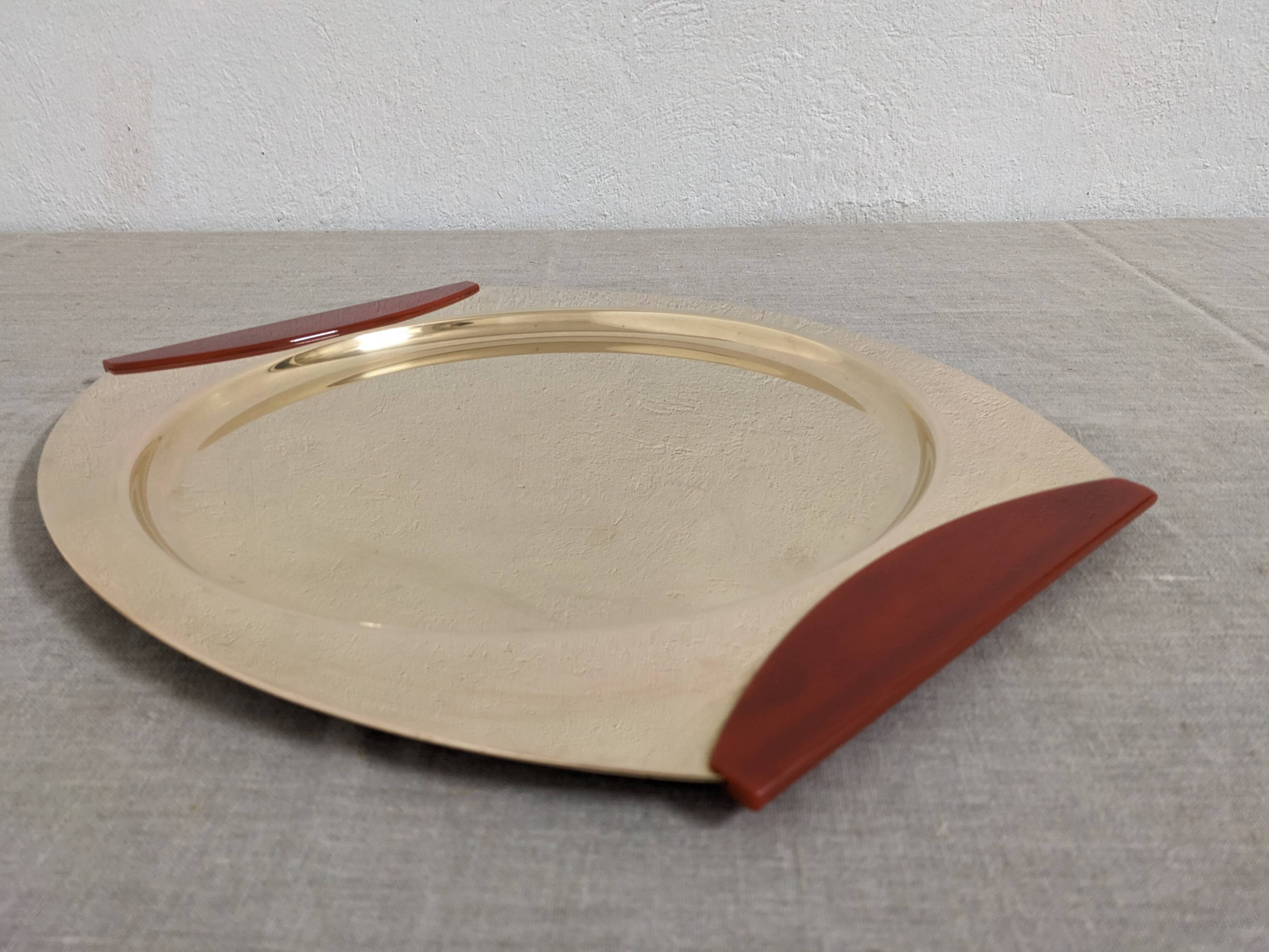 Brass and Bakelite trays and bowl by PM Italy circa 1970