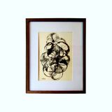 Painting KLINGER (Jean-Claude 1946 Ref LOTZ) Indian ink Abstract circles