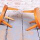 Mid-Century Small Tables in Larch Wood, Czech, 1950s, Set of 2