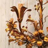 Chandelier 5 lights, gold leaf