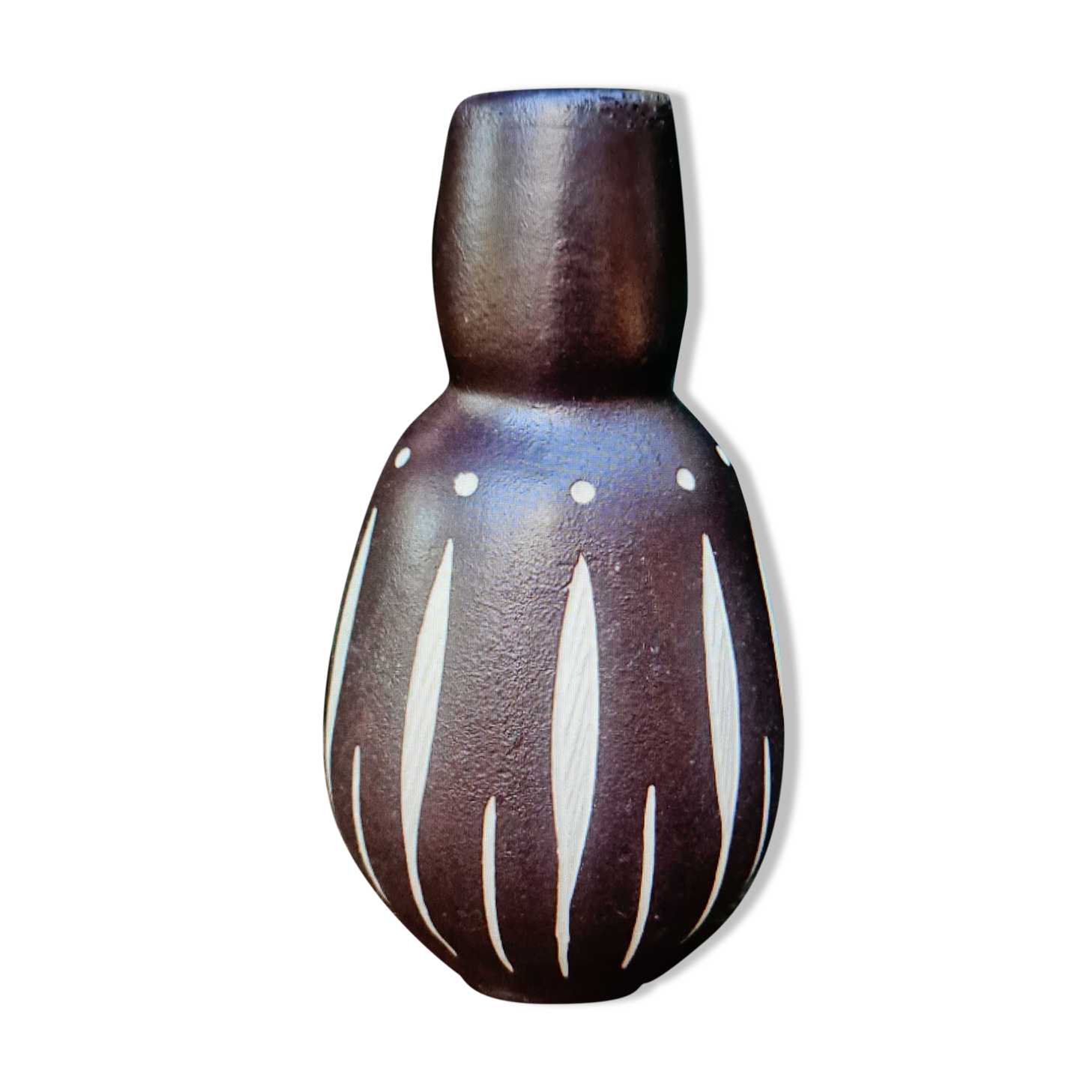 Old Ceramic Vase Germany DDR Piesche & Blackberries Decor Ritz Sgraffito 1950 a 59