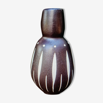 Old Ceramic Vase Germany DDR Piesche & Blackberries Decor Ritz Sgraffito 1950 a 59