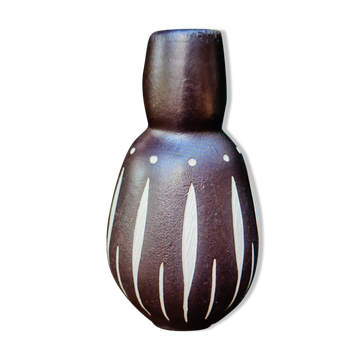Old Ceramic Vase Germany DDR Piesche & Blackberries Decor Ritz Sgraffito 1950 a 59