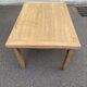 Extensible farmhouse dining table stripped in raw solid oak 1950