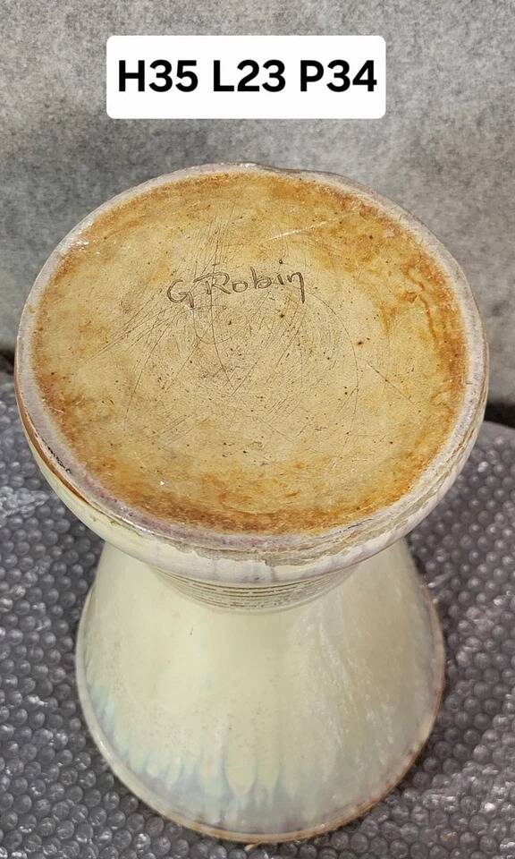 Puisaye ceramics: Georges Robin / brutalist diablo vase 1950