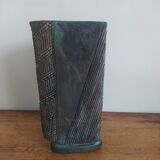 Raku vase scarifié
