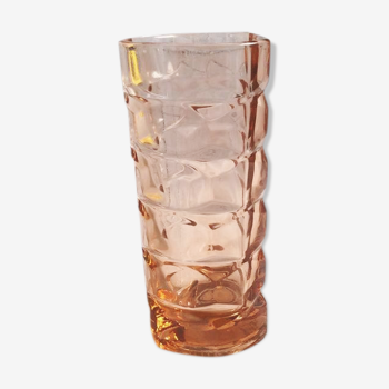 Vase vintage en verre taille rose art deco Luminarc France