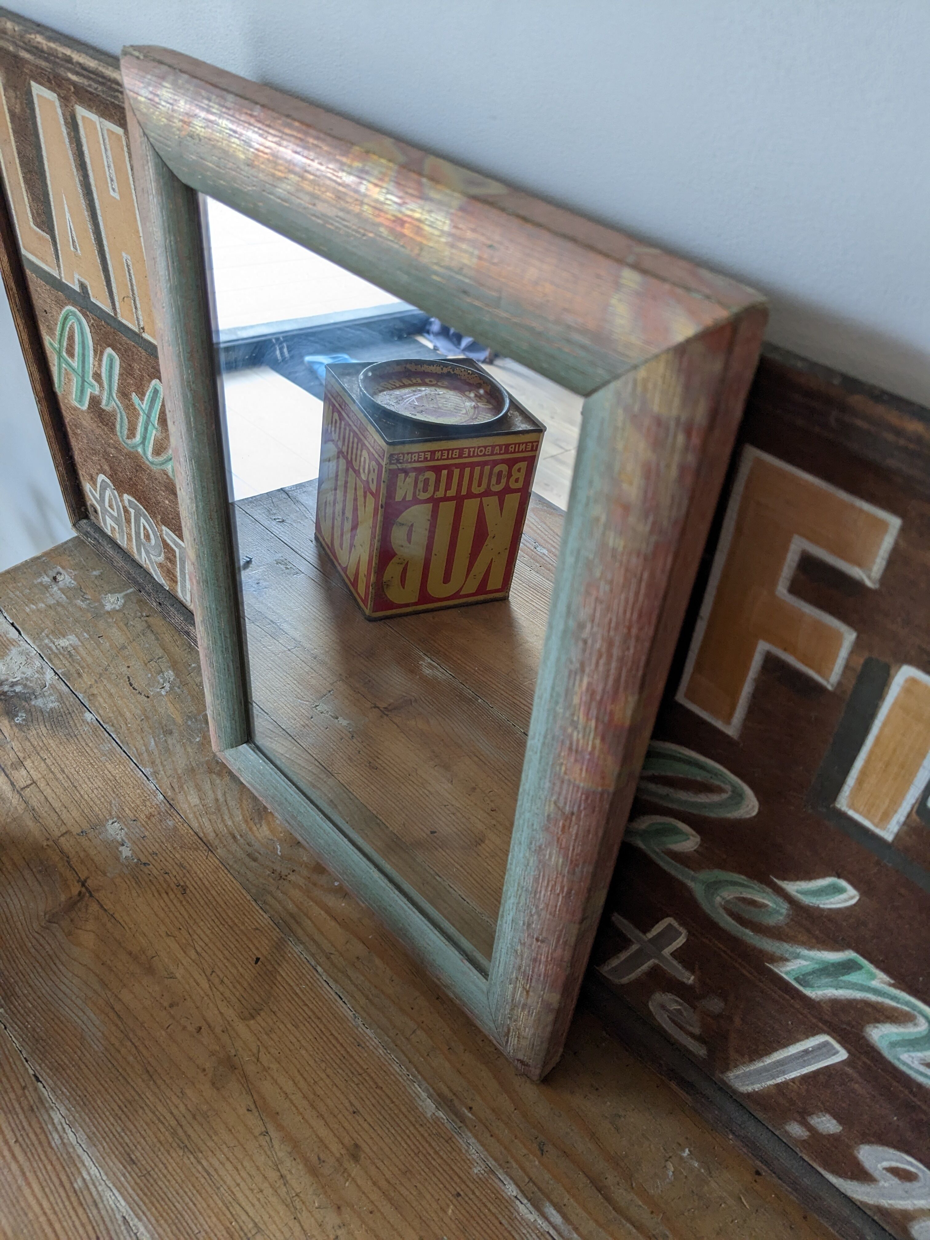 Vintage gray and pink mirror 35 x 25cm