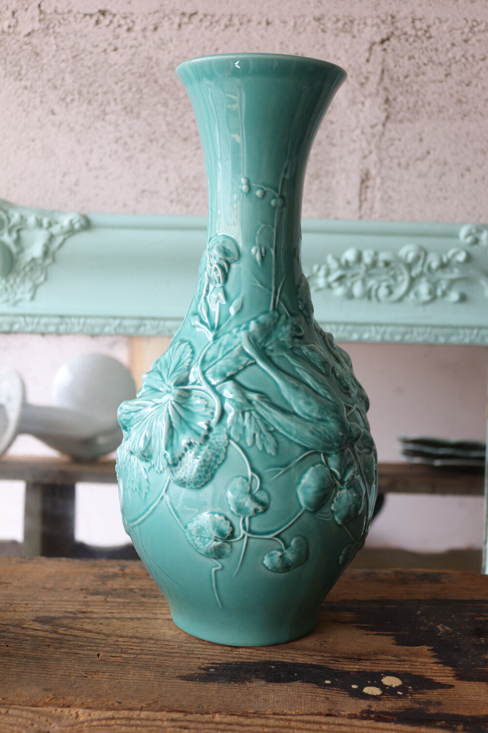 Naturalistic vase in glazed earthenware Utzschneider & Cie – Sarreguemines