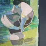 La blanchisseuse - lithograph signed - camille hilaire