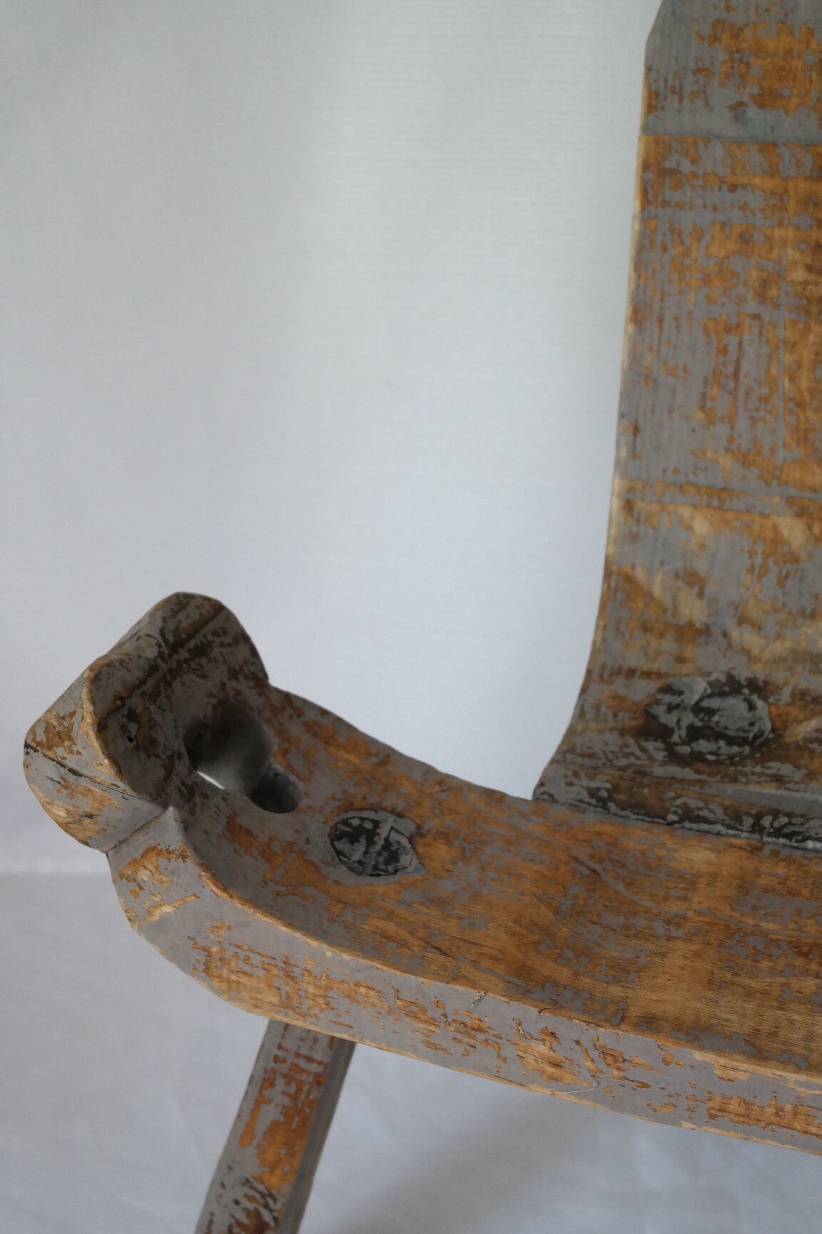 Brutalist wooden chair tripod XXth