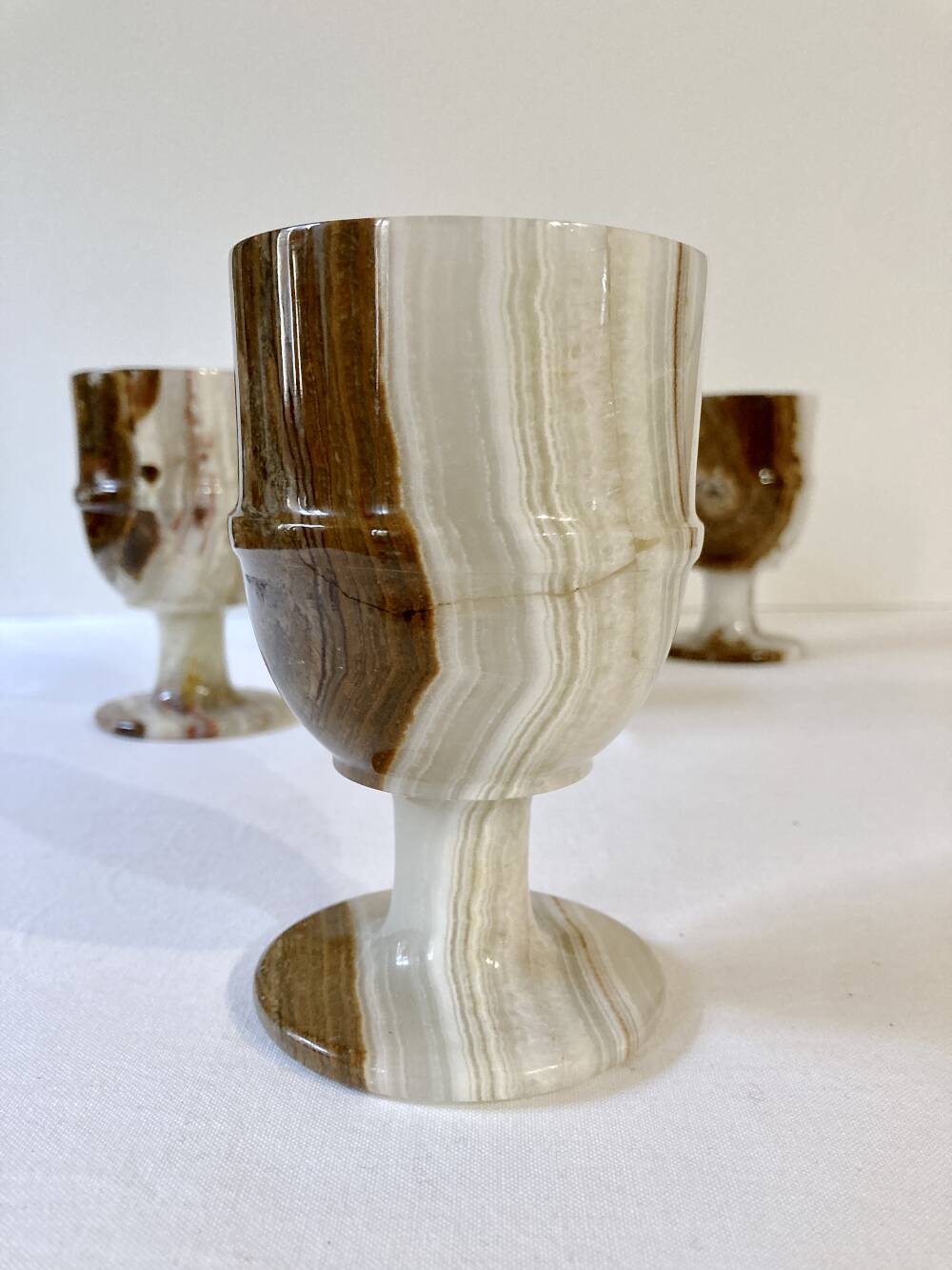 6 footed glasses in alabaster