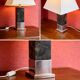 Vintage table lamp – marble and chrome metal base