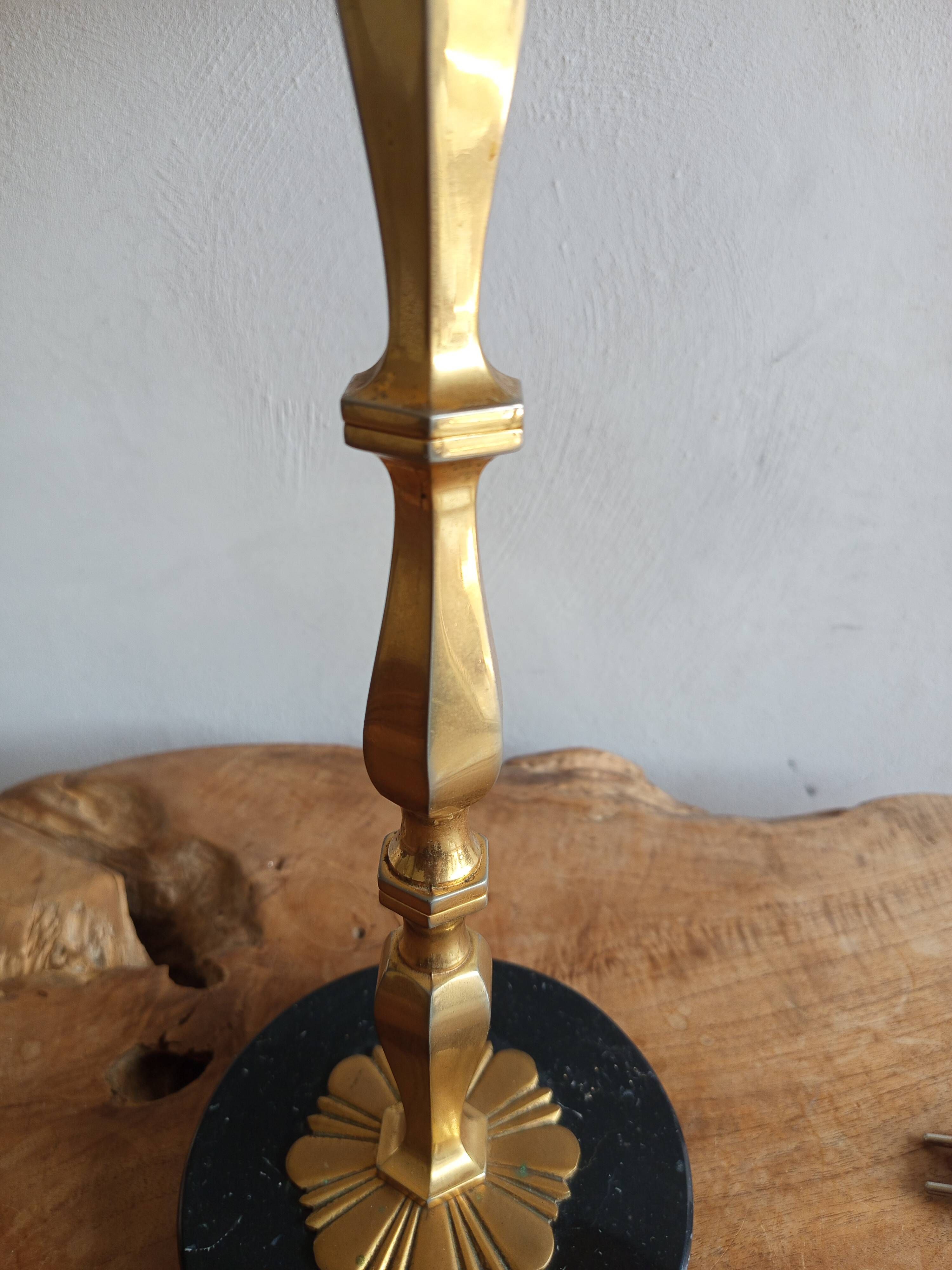 Lampe vintage marbre noir et laiton 1960