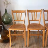 Set of 4 bistro chairs in beech wood 50s