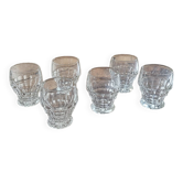 molded glass glasses with geometric decoration – France, 1950s