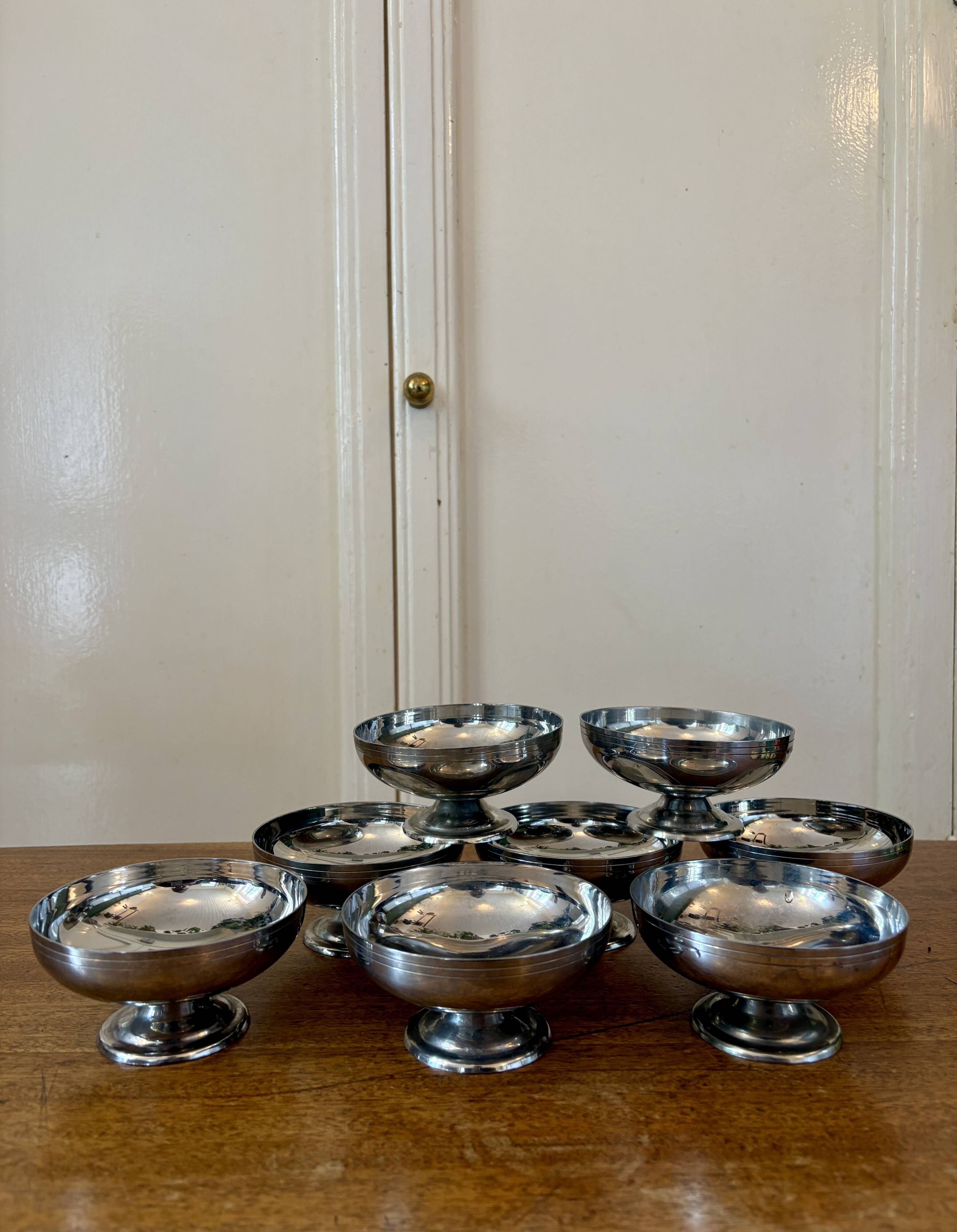 Set of 8 vintage stainless steel cups