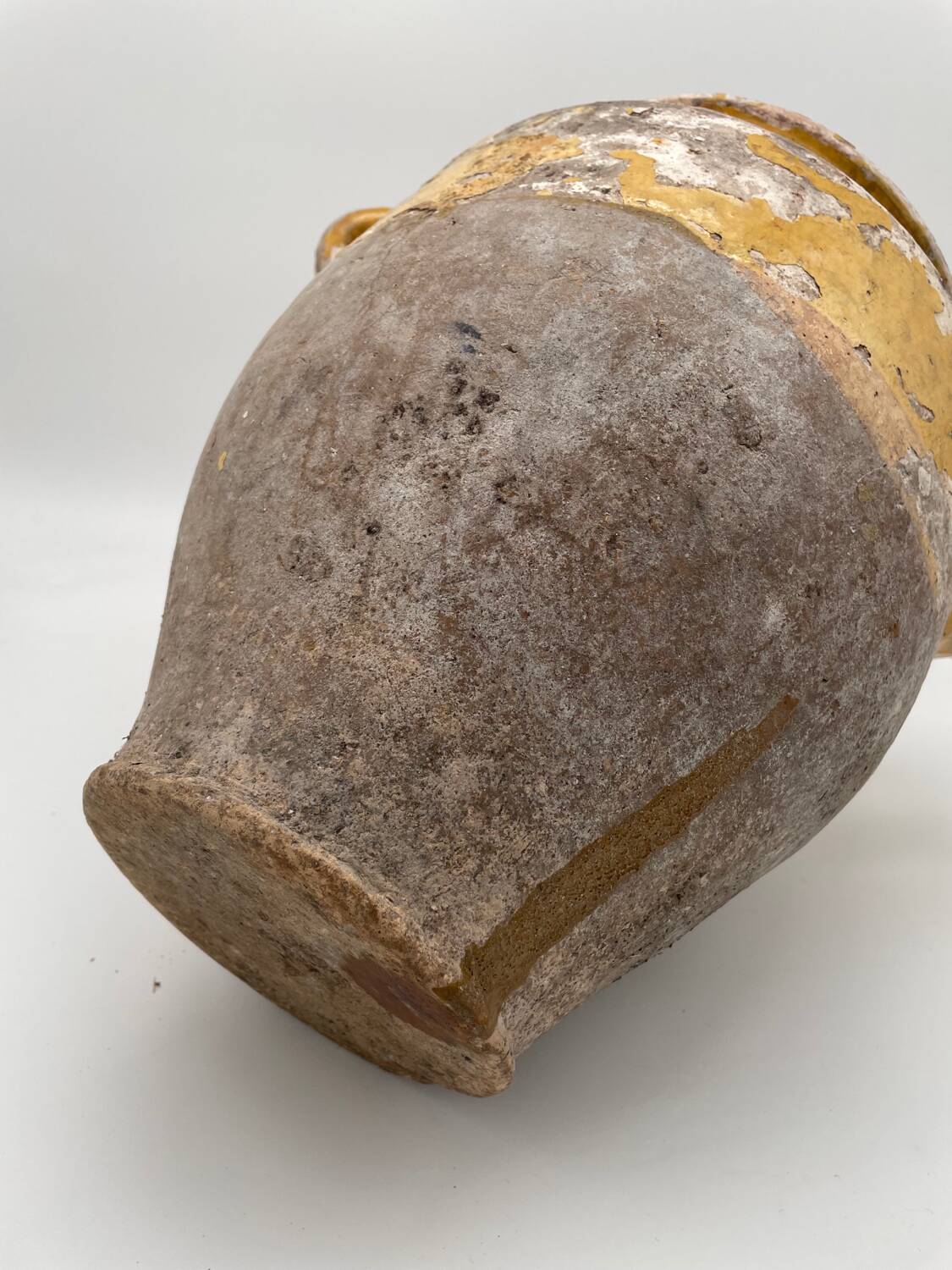 Old yellow glazed terracotta confit pot 19th century France