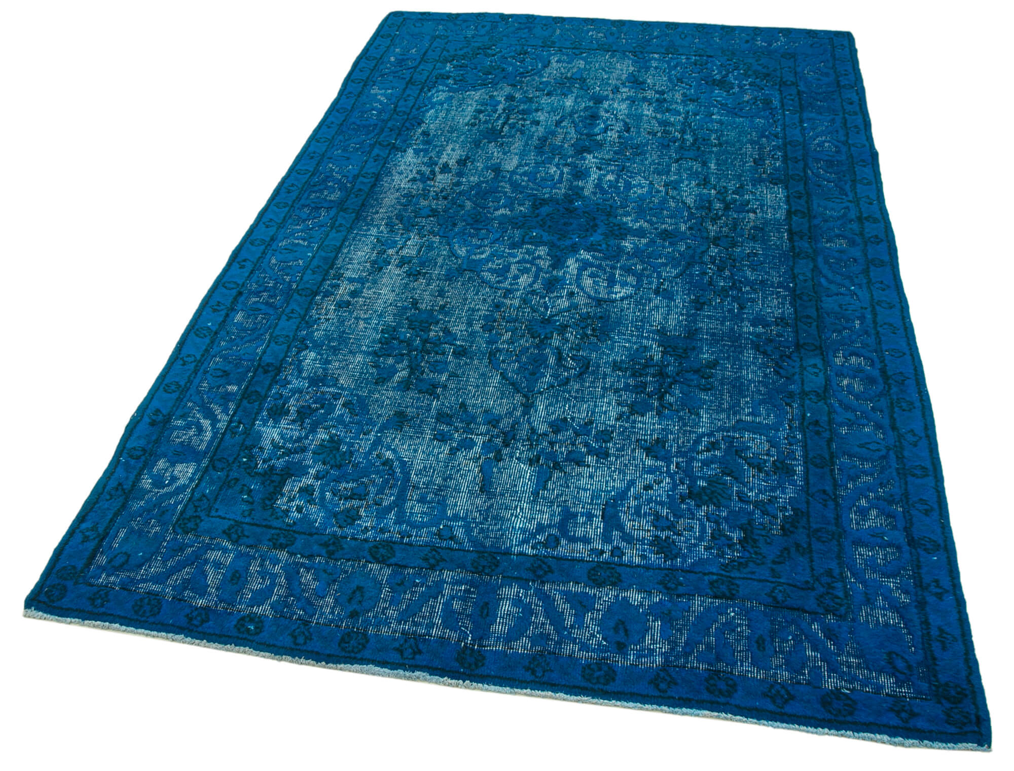 Hand-knotted anatolian 1980s 150 cm x 241 cm blue rug