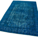 Hand-knotted anatolian 1980s 150 cm x 241 cm blue rug