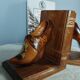 Wooden bookends with clog decoration, Breton craftsmanship, circa 1970