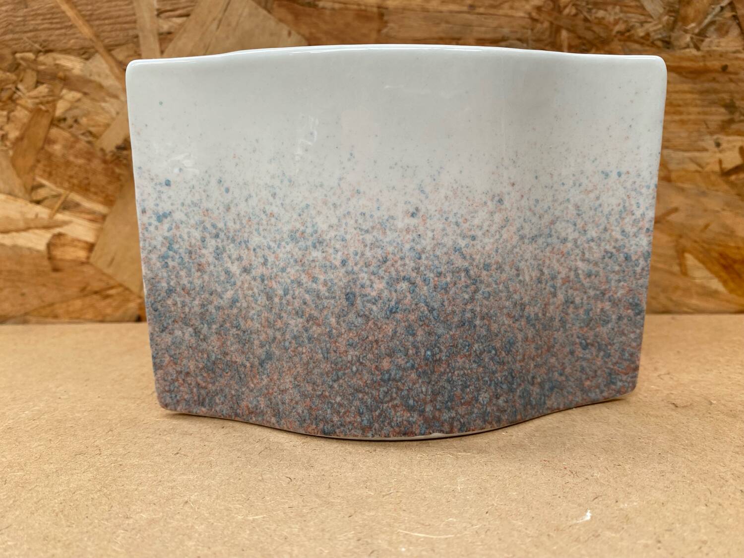 Antique vase virebent white porcelain speckled blue pink vintage