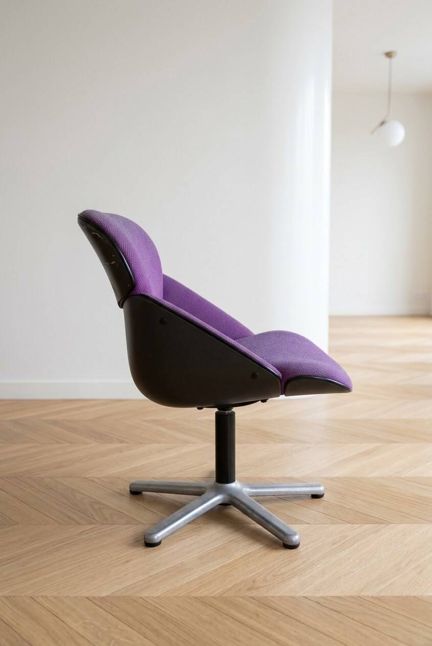 Purple Space Age swivel office chair from the 70s.