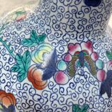 CHINA Polychrome porcelain vase decorated with butterflies Signed under the base 43cm