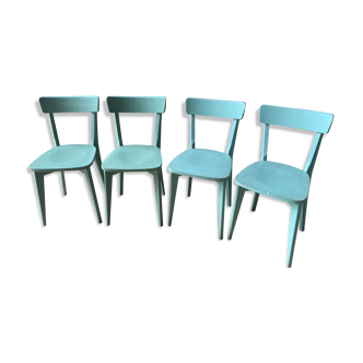 Set of 4 green bistro chairs