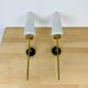 Pair of brass and opaline Lunel sconces, Arlus 50s