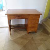 Vintage modernist desk - 5 drawers - shelf - 1950s - closure mechanism